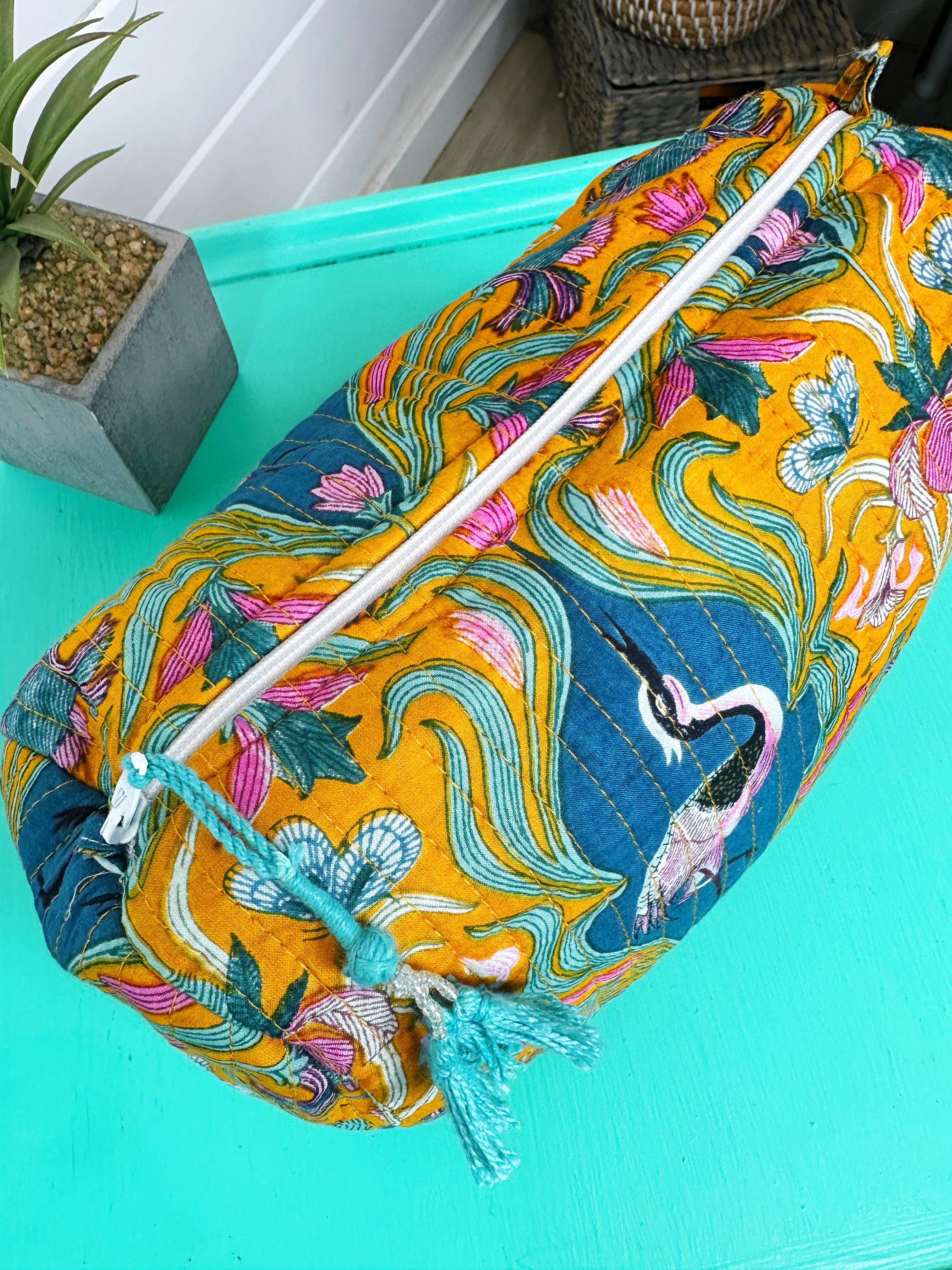 Peacock Quilted Makeup Bag