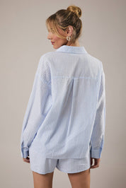 Light Blue & White Stripe Lobster Button Down
