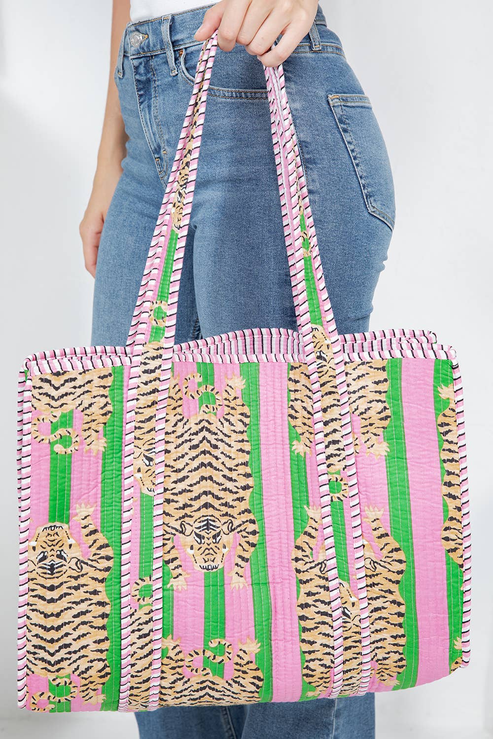 Green Tiger Reversible Quilted Tote Bag