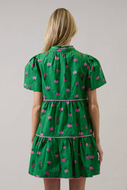 Green Tiered Floral Mini Dress