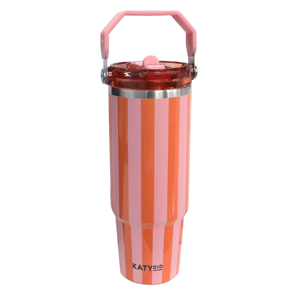 Pink and Orange Striped Tumbler