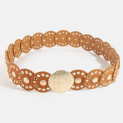 Brown Hammered Accent Faux Leather Belt