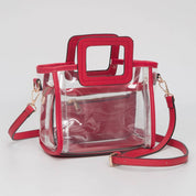 Transparent 3-piece Crossbody Handbag Set: Clear,Silver