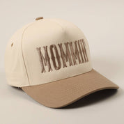 Beige MOMMIN' Letter Embroidery Two-Tone Trucker Hat