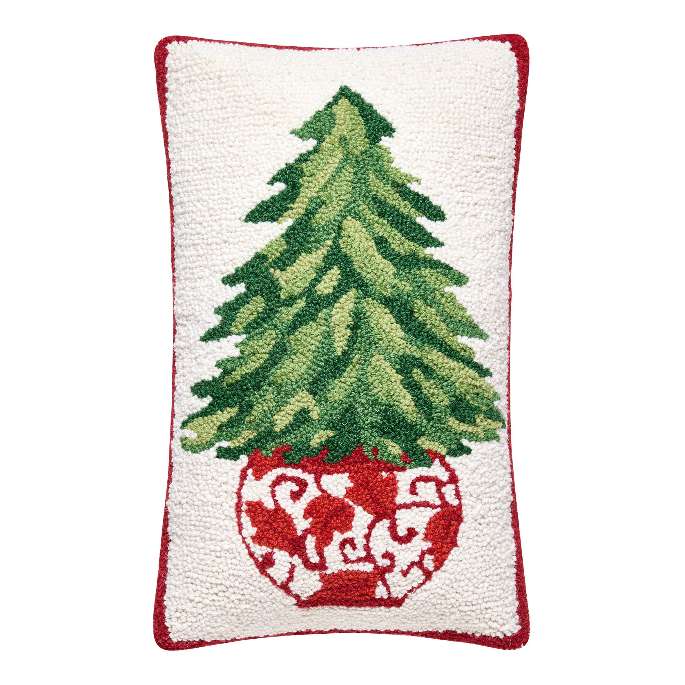 White Red Chinoiserie Tree Hook Pillow