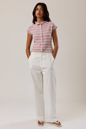 Pink Striped Sweater Top