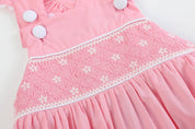 Pink and White Flower Smocked Ruffle Romper