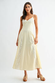 Cream Lace Panel Maxi Dress