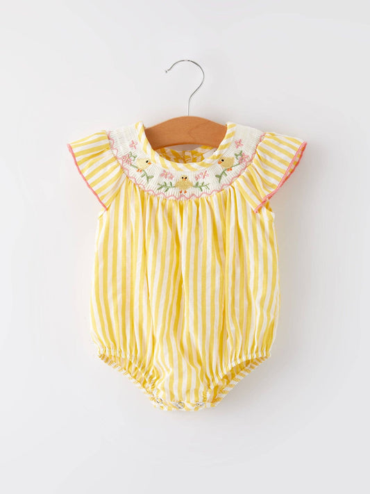 Chick Floral Smocking Girls Romper