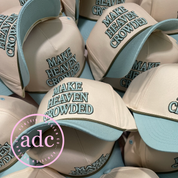 Blue Make Heaven Crowded Hat — adjustable fit and dimensions: 10 x 7 x 5 in (25.4 x 17.8 x 12.7 cm)