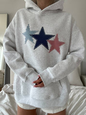 Gray Star Embroidered Hoodie