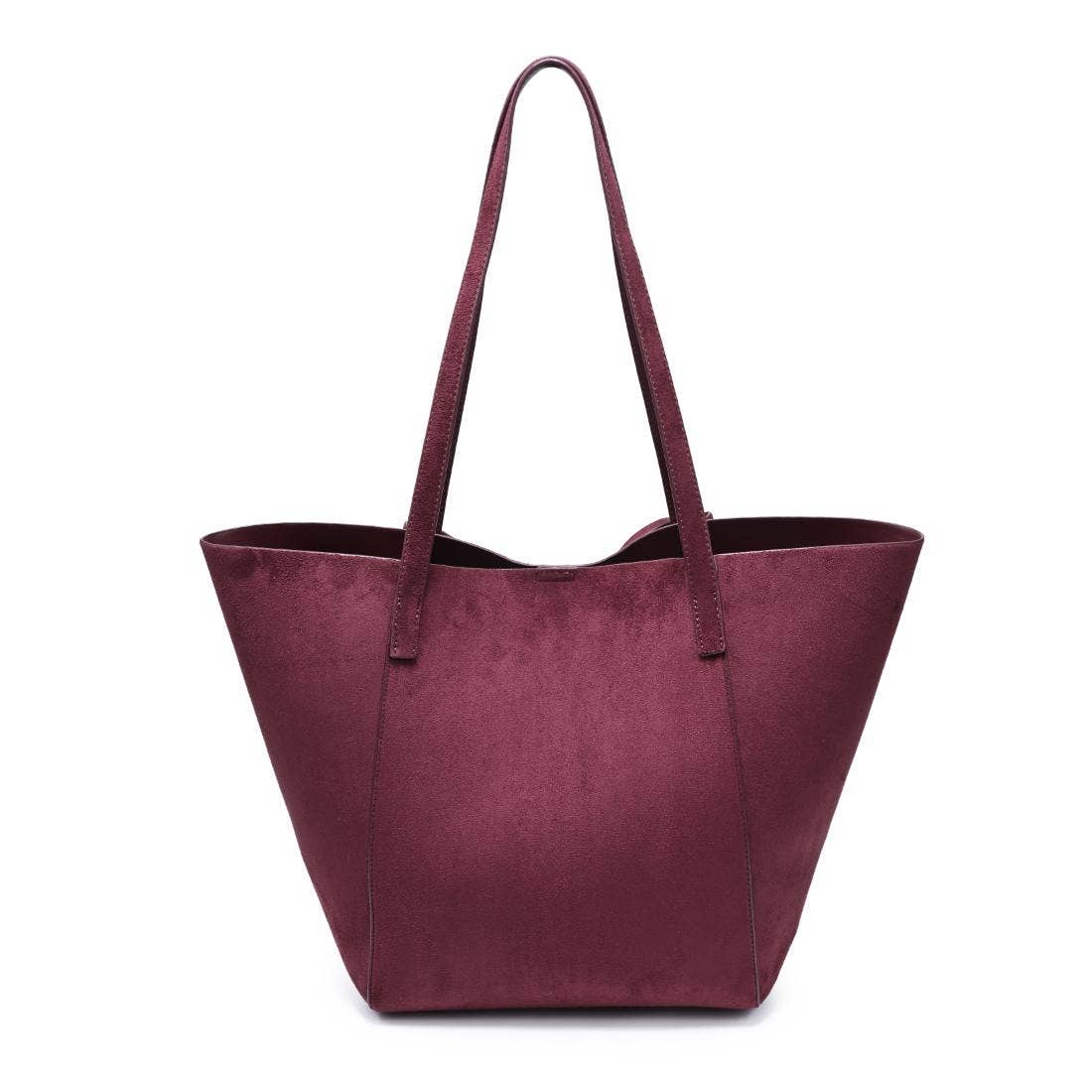 Burgundy Bow Front Suede Tote