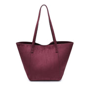 Burgundy Bow Front Suede Tote