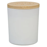 Glass Candle w/Bamboo Lid White God Works Rom. 8:28