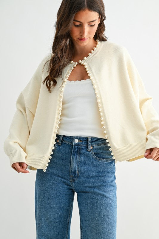Pearl-Embellished Cardigan
