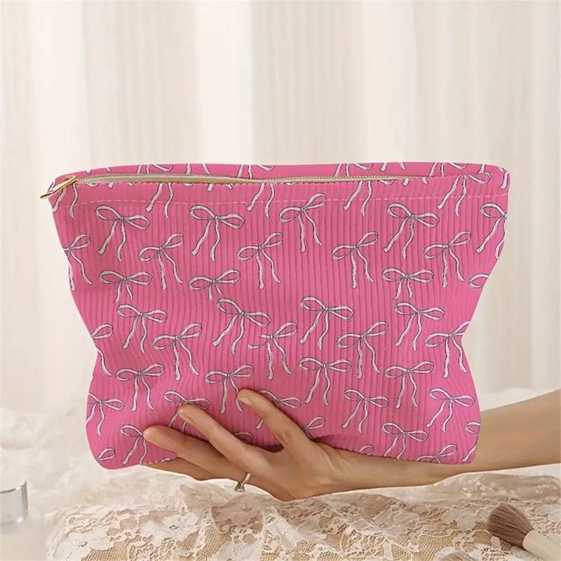 Hot Pink Bow Makeup Bag