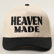 Black Heaven Made Hat — “heaven made” lettering across the front and color: black