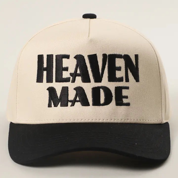 Black Heaven Made Hat — “heaven made” lettering across the front and color: black