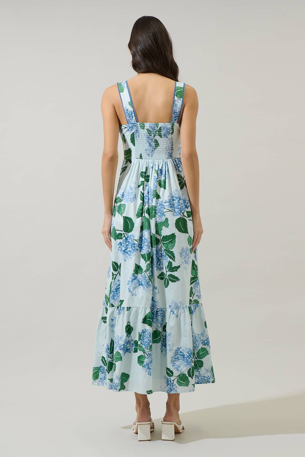 Blue Floral Sleeveless Maxi Dress
