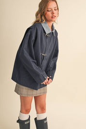 Navy Corduroy Collar Utility Jacket