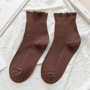 Dark Brown Ruffled Tube Socks