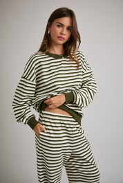 Ivory & Green Crewneck & Pants Set