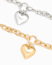 Gold Puffy Heart Chunky Necklace
