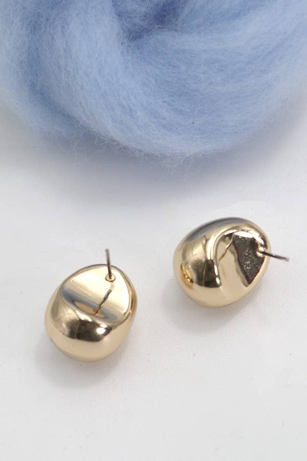 OVAL BALL SHAPE STUD EARRINGS