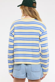 Blue Multi-Striped Sweater Cardigan