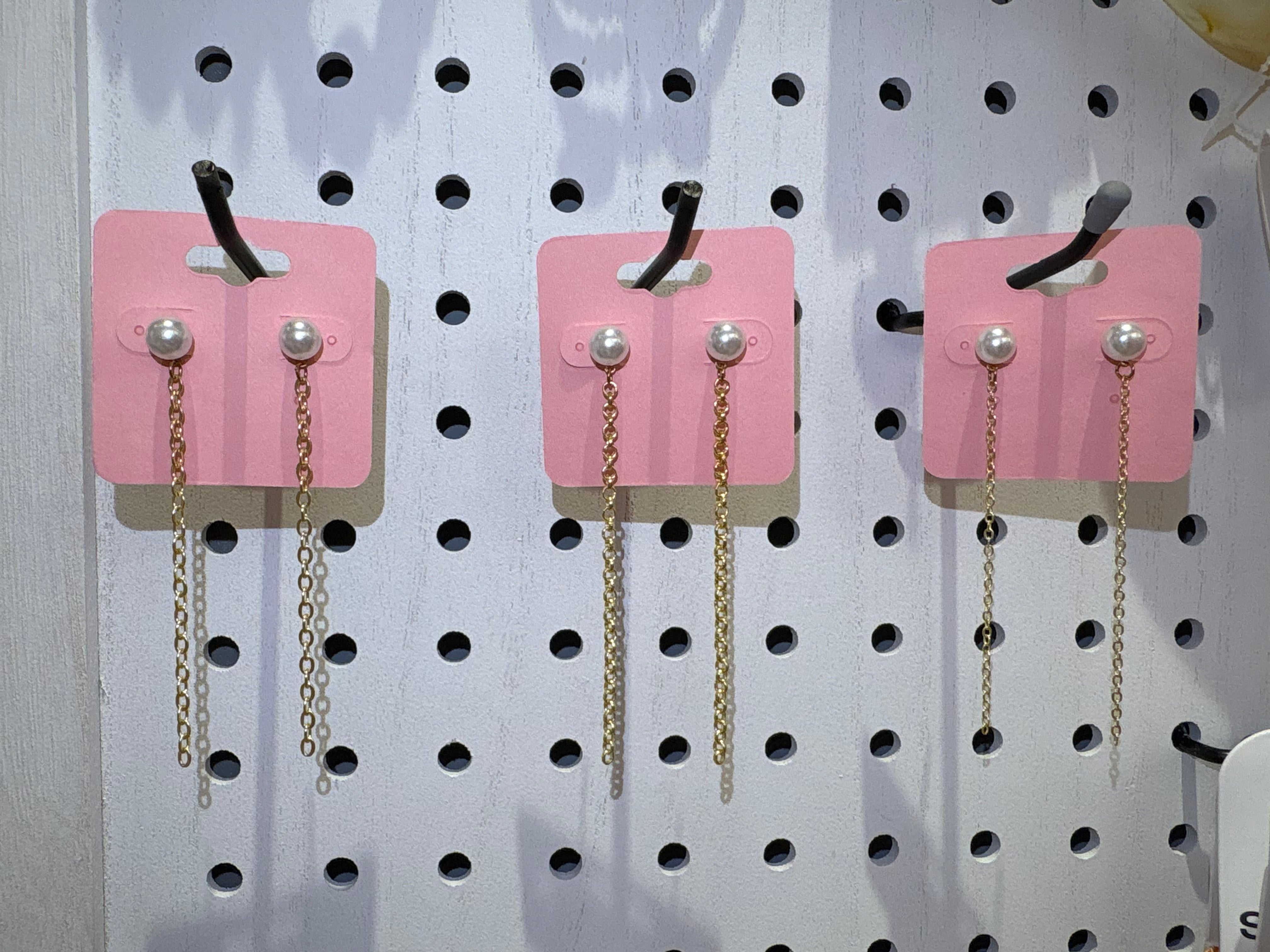 Large Pearl Chain Duster Earrings showing large pearl