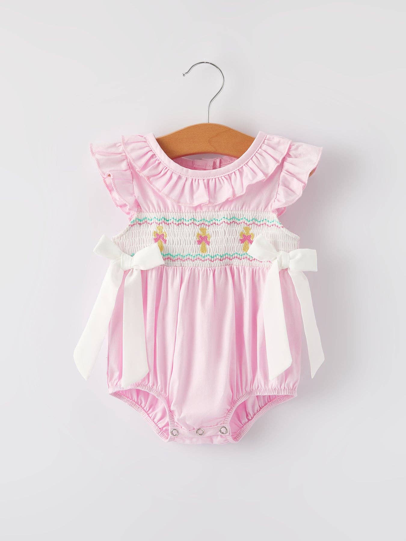 Easter Ruffles Girls Pink Romper