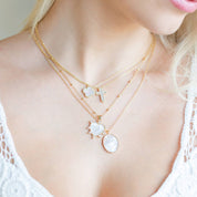 Good Fortune, Shell Pave Quatrefoil Necklace