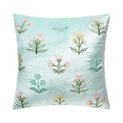 Blue Spring Mughal Square Embroidered Pillow