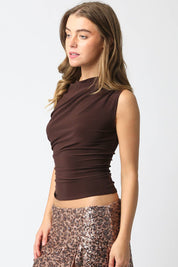 Brown Sleeveless Top
