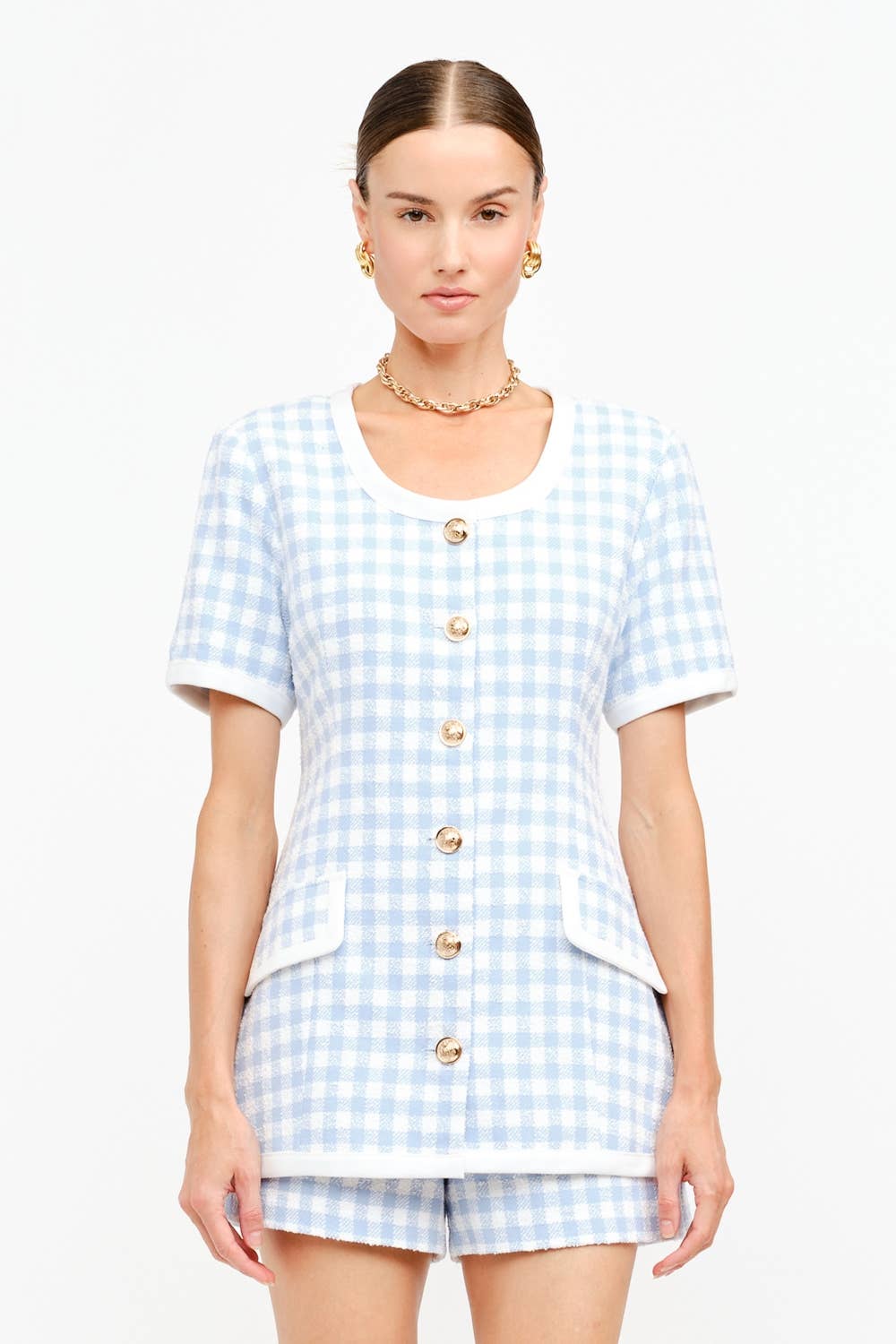 Blue Checkered Cindy Top