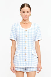 Blue Checkered Cindy Top