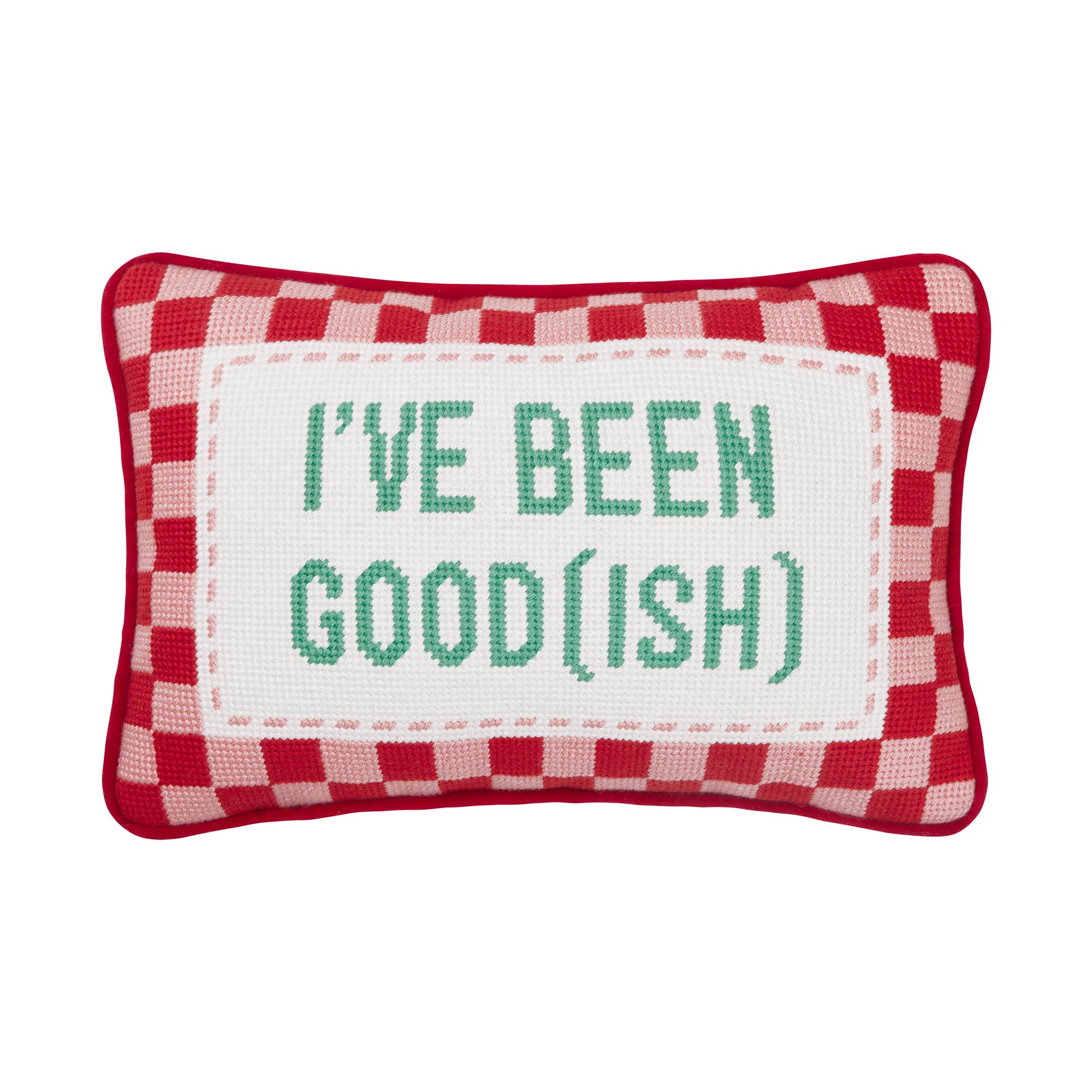 Red Been Good Embroidered Pillow