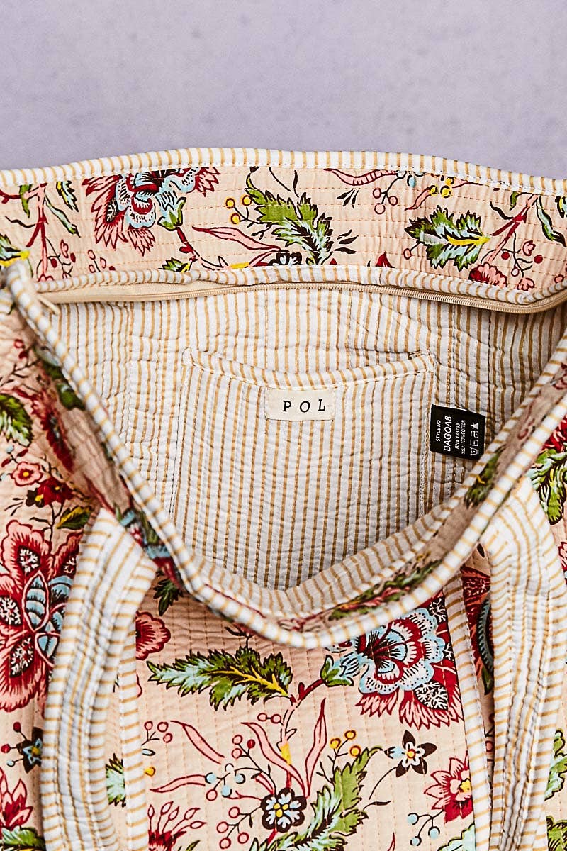 Quilted Bohemian Print Tote Bag