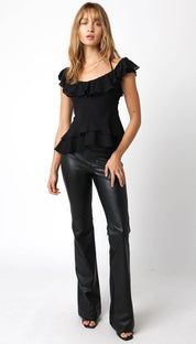 Black Ruffle Top