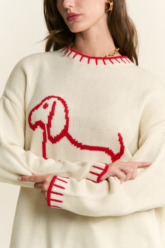 Puppy Accent Sweater Top
