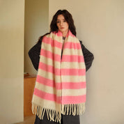 Pink Striped Scarf — color: pink