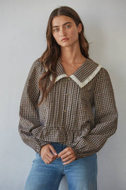 Brown Gingham Top
