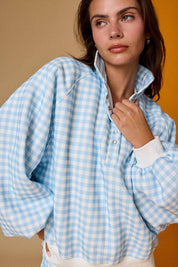 Blue Checkered Snap Button-up