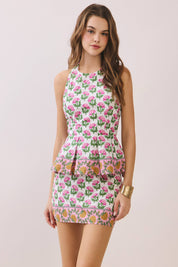 Pink Floral Print Halter Neck Top