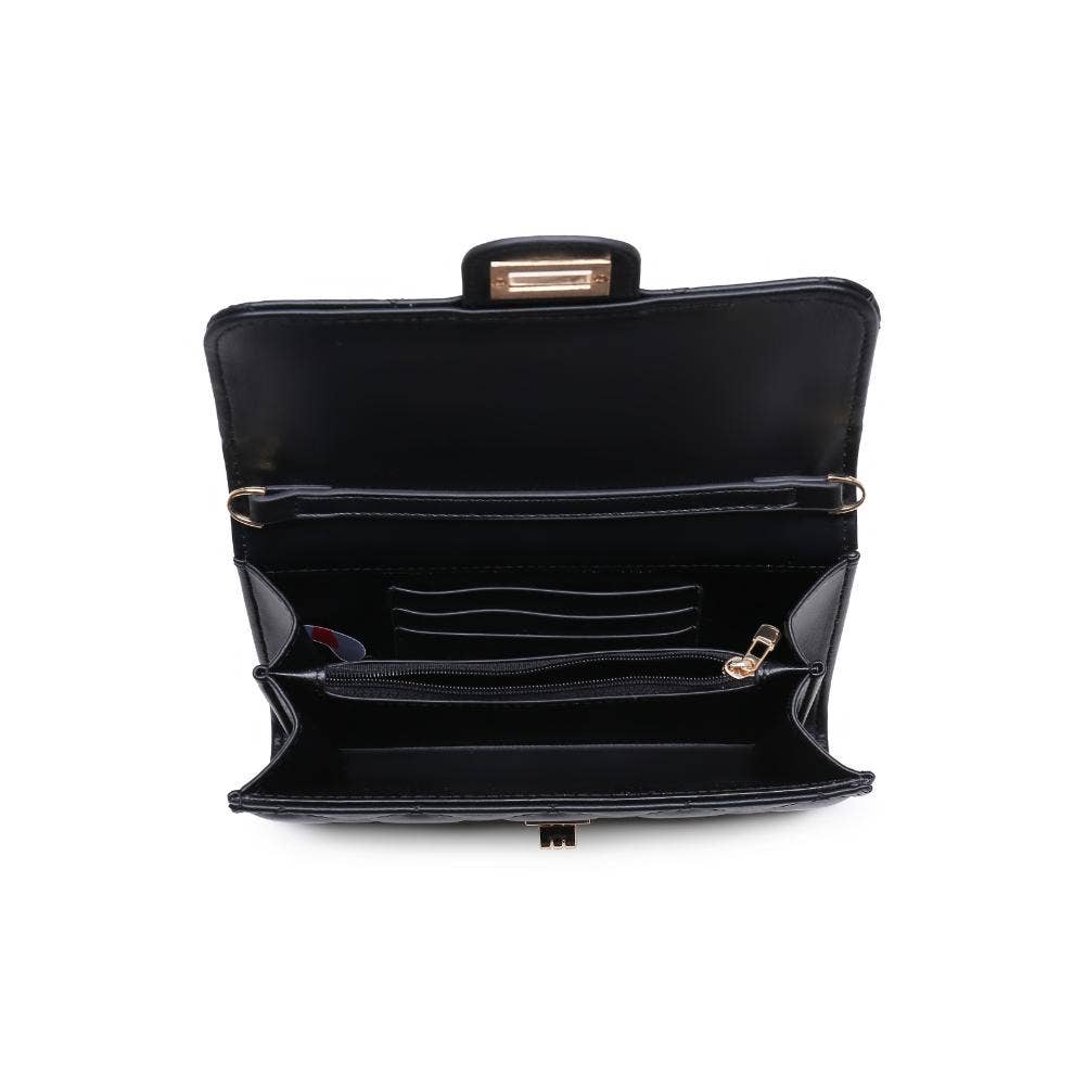 Black Winona Quilted  Multi-Compartment Crossbody