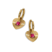18k Gold Radiant Heart Pendant Statement Hoops