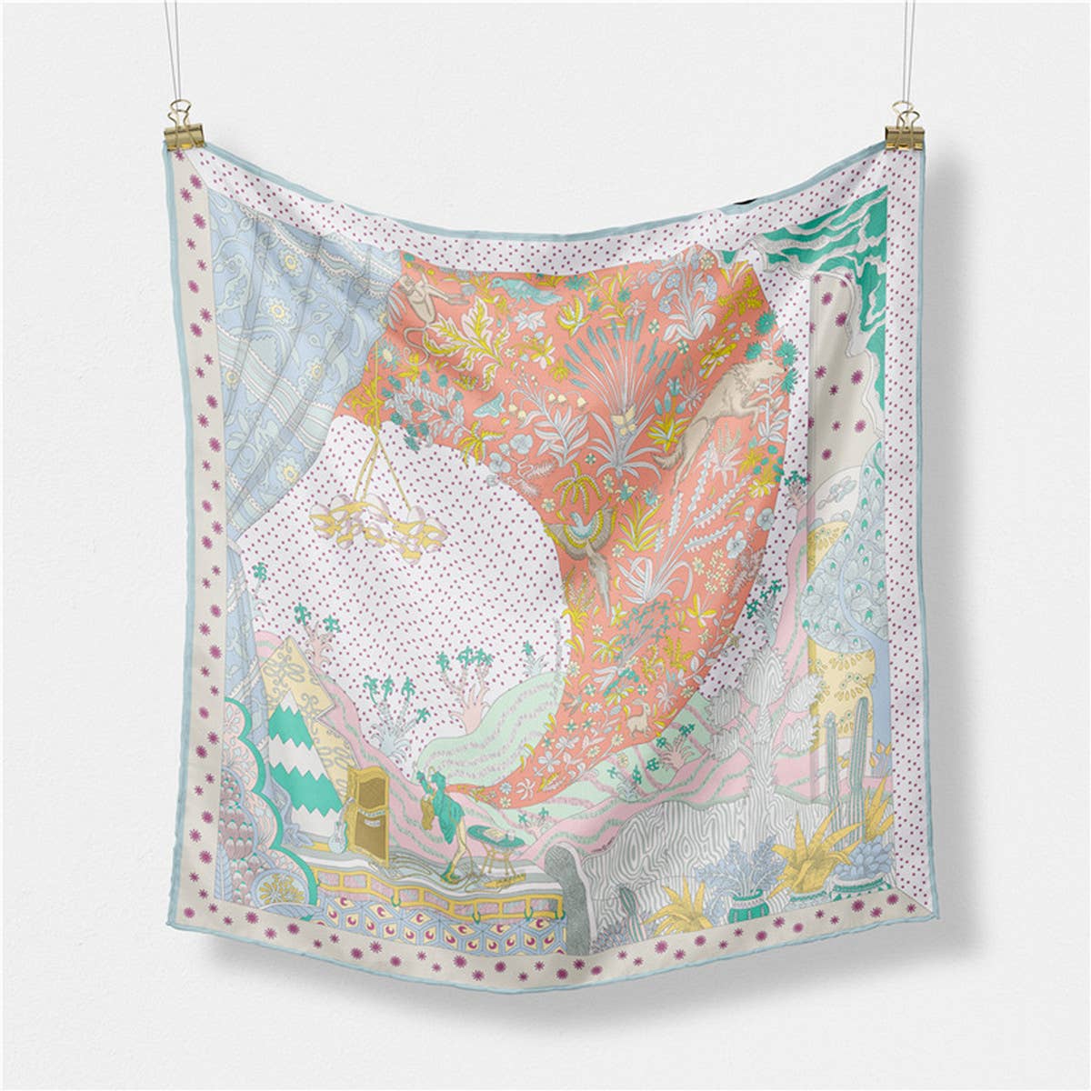 Blue Silk Pattern Scarf