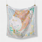 Blue Silk Pattern Scarf