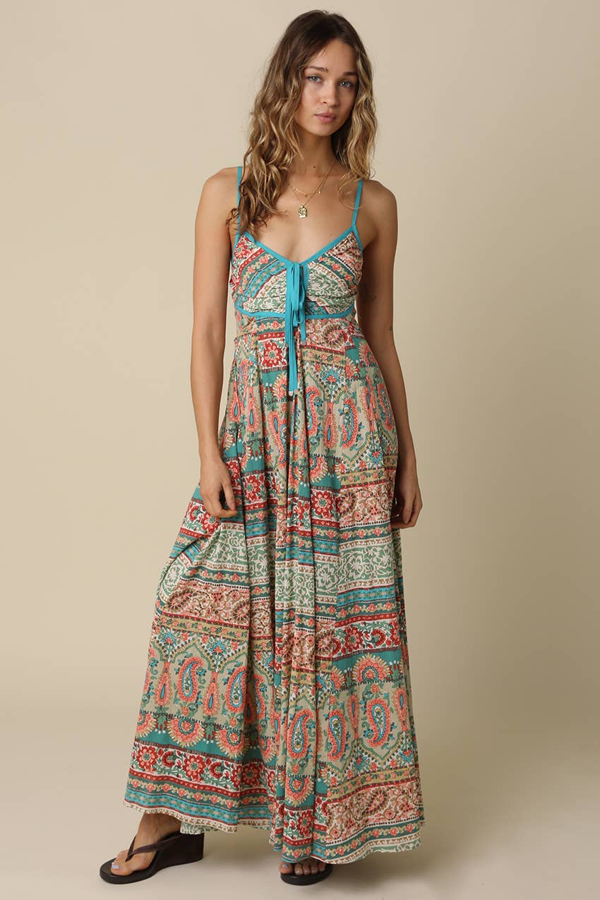 Andrea Contrast Printed Maxi Dress
