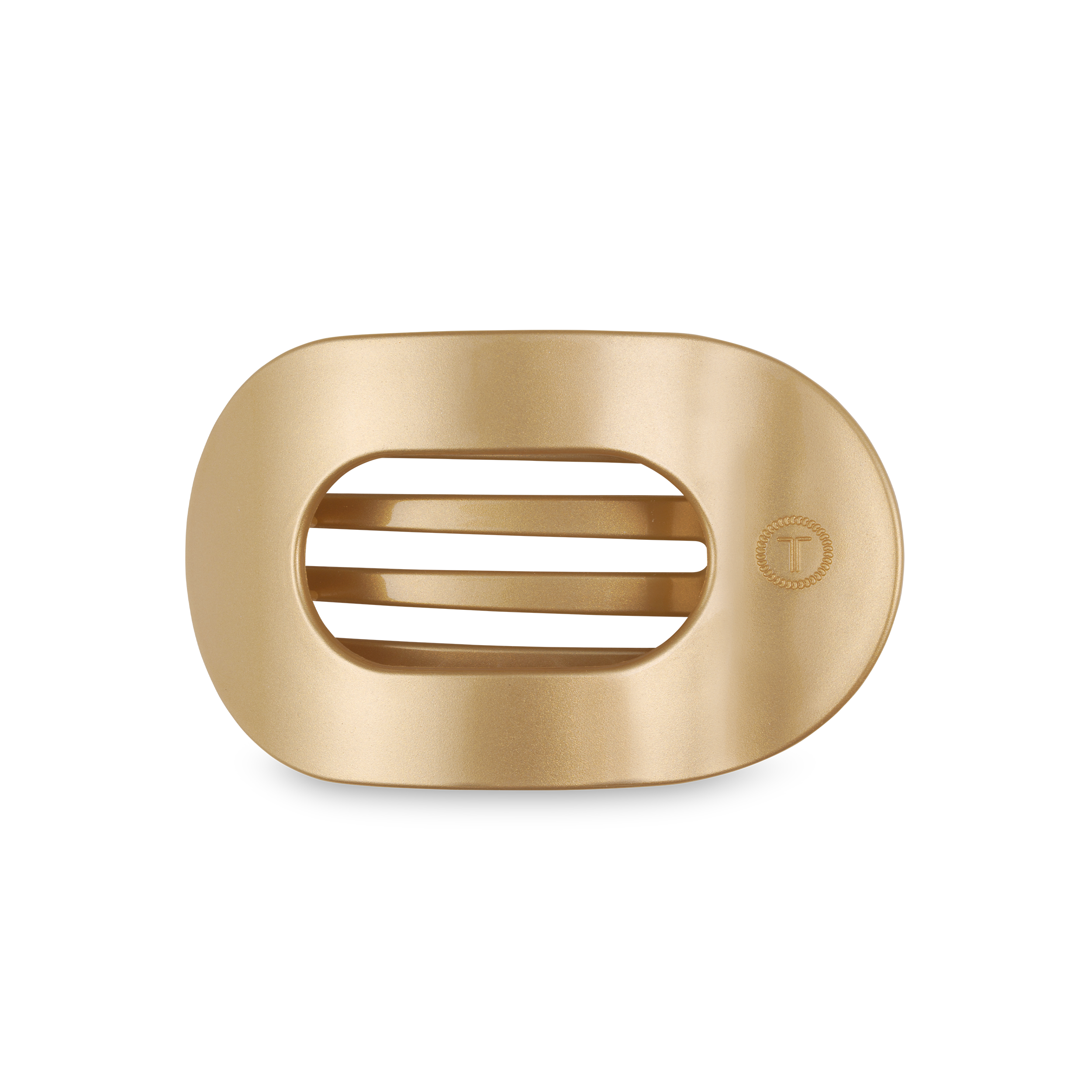 Flat Round Hair Clip | Medium | Champagne Toast — rounded oval shape and bendable teeth for a secure yet gentle hold